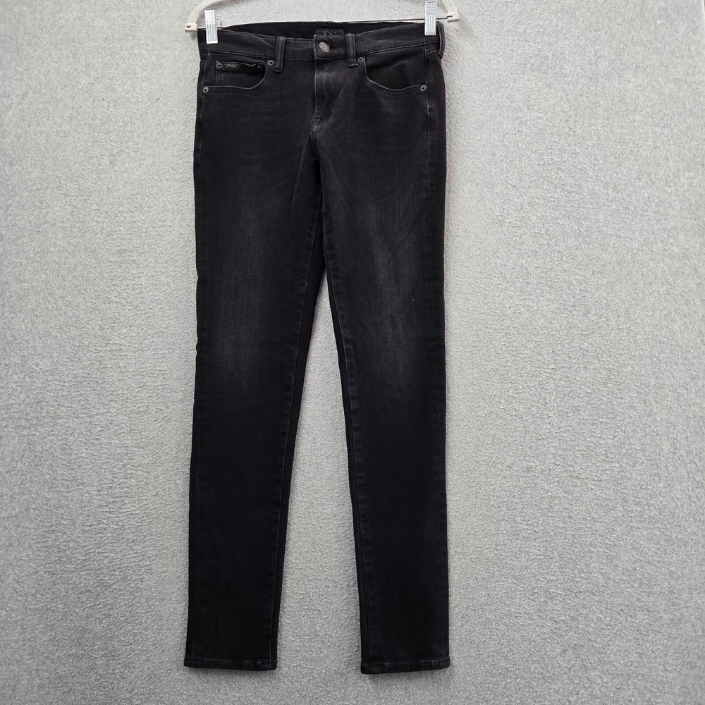 Polo Ralph Lauren Women Jeans 27R Black Denim Skinny Black Label Inseam 29"